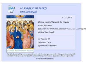 INCONTRO CENACOLO 50 AVE MARIA 5 GENNAIO 2018