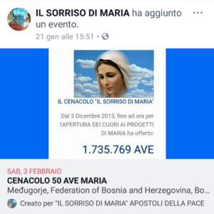 INCONTRO CENACOLO 50 AVE MARIA 3 FEBBRAIO 2018