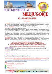 Pellegrinaggio Medjugorje agosto 2023